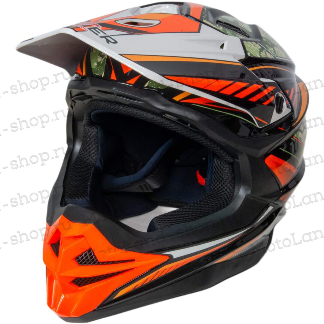 Шлем мото кроссовый HIZER J6803 №6 (M) BLACK/BLUE/GREEN