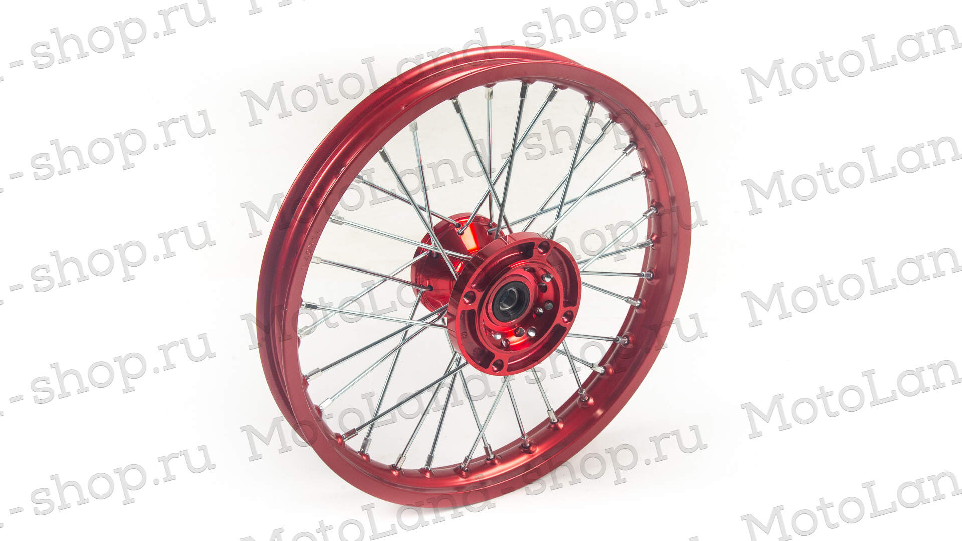 Обод передний 14" (1,40-R14 d=15mm) CNC ступица, алюминий/красный X-TECH