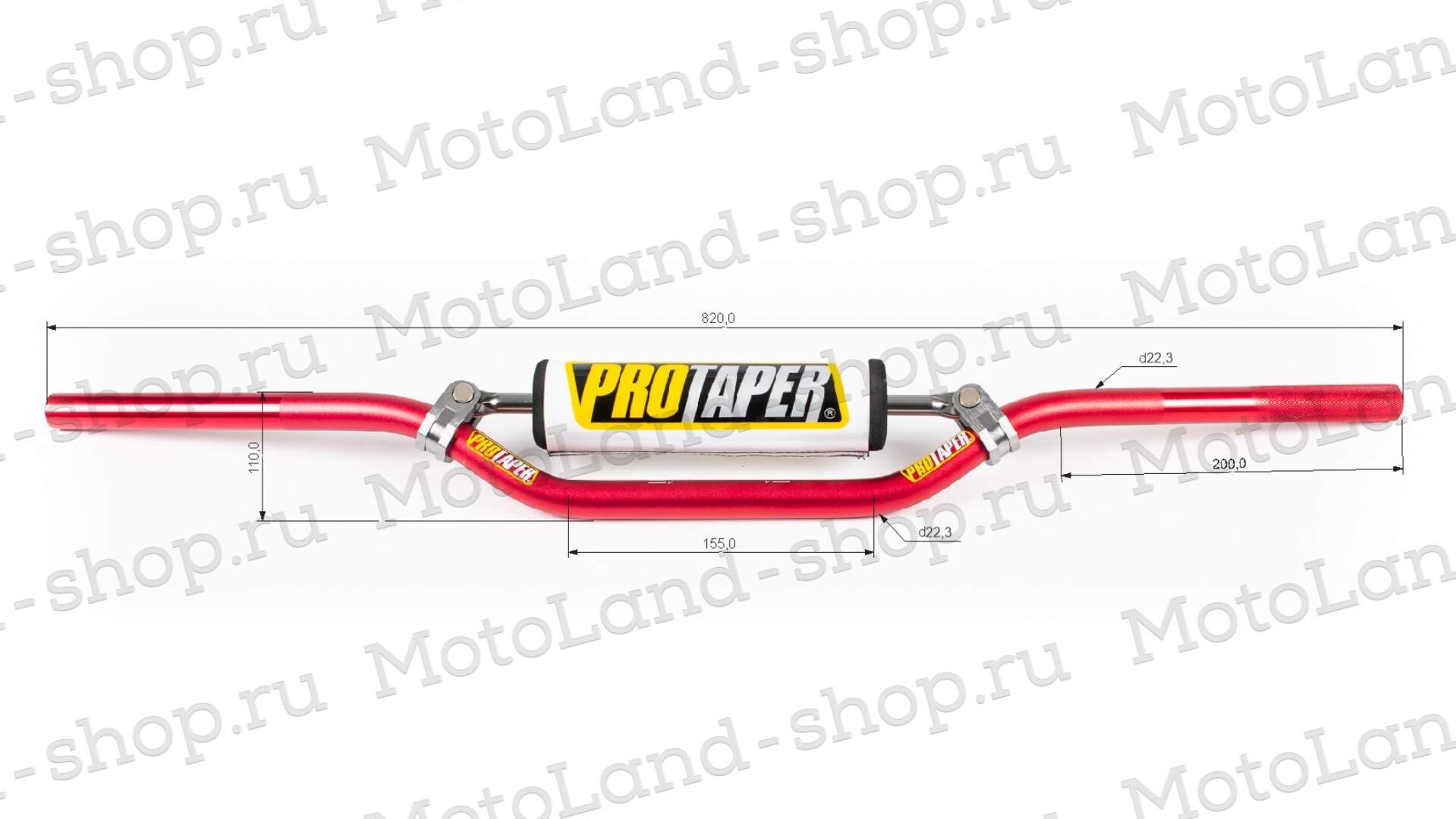 Руль 22мм №1 с перекладиной+защита красный