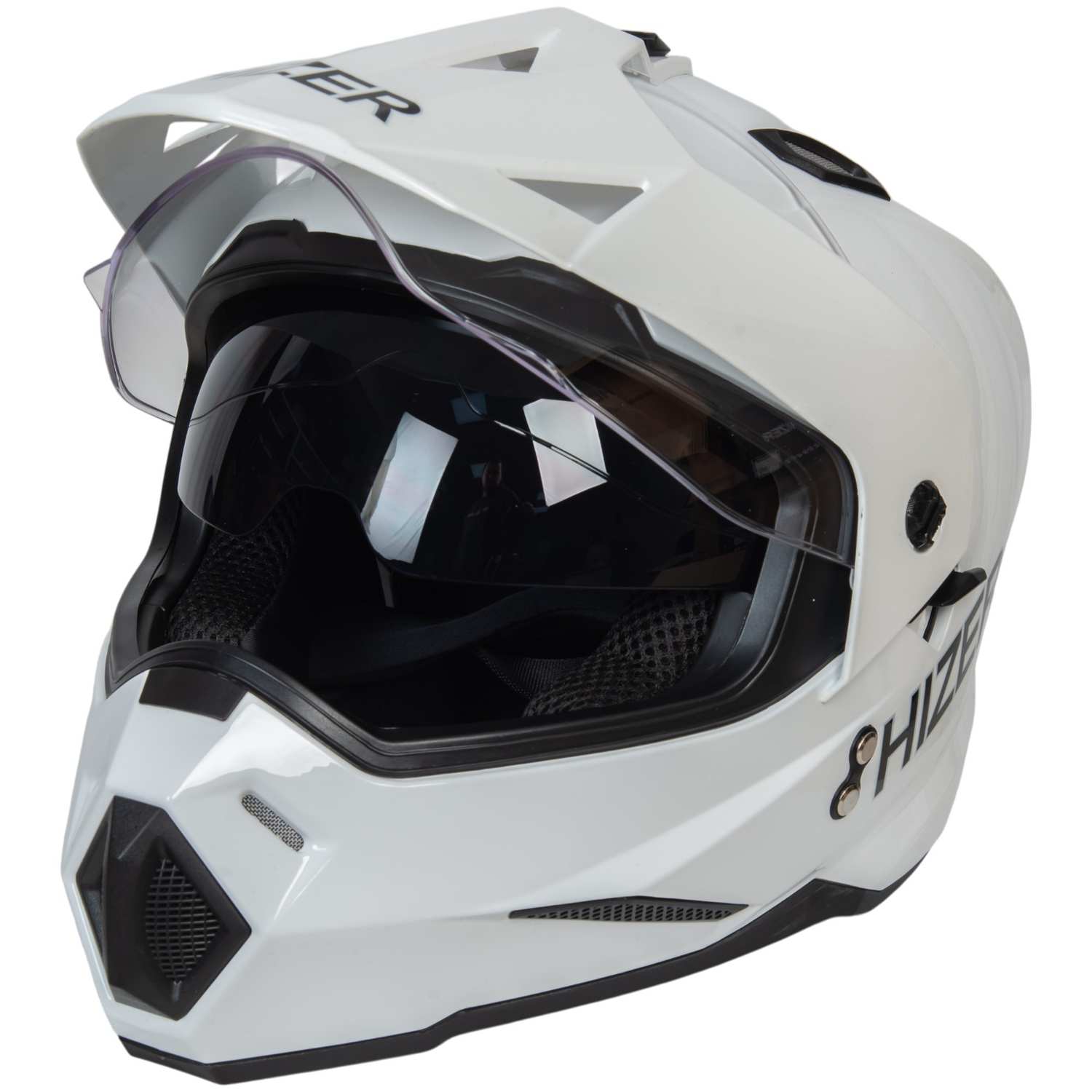 Шлем мото мотард HIZER J6802 №2 (S) white (2 визора)