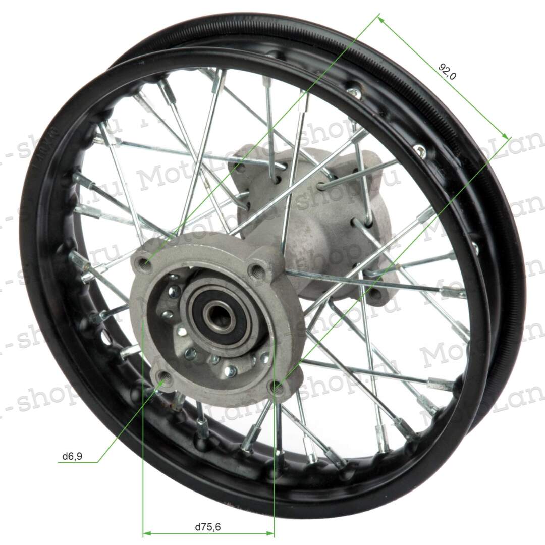 Обод задний 10" (1,85-R10 d=15mm) сталь/черный