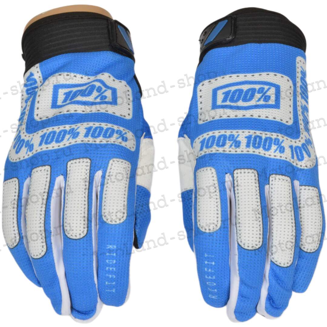 Перчатки мото 100% №2 light blue/white (M) мотокросс