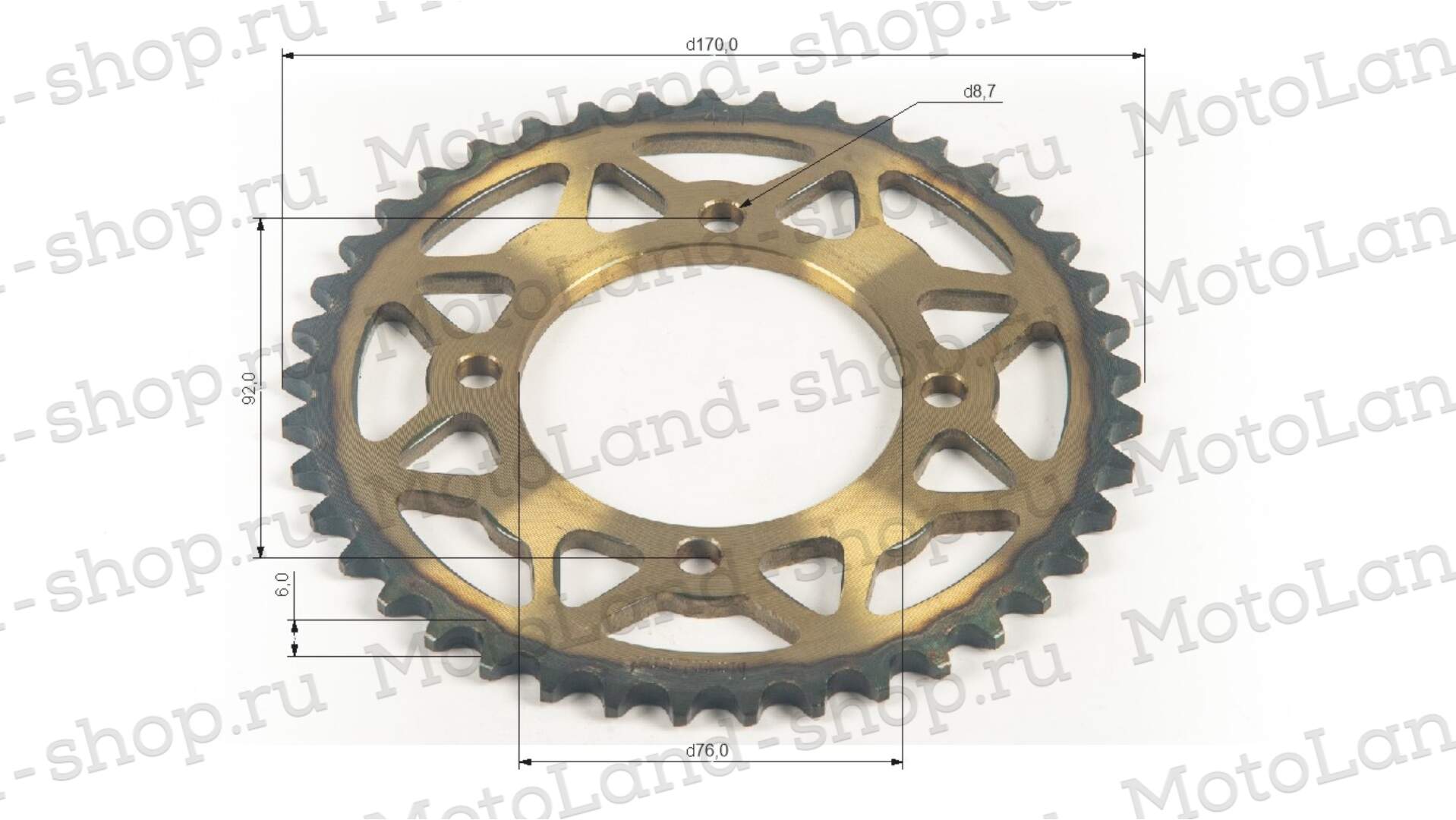Венец, звезда ведомая (420-41) сталь, закаленные зубья PIT BIKE 125-190 4х92х76