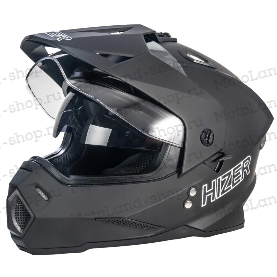 Шлем мото мотард HIZER J6802 №3 (S) matt black (2 визора)