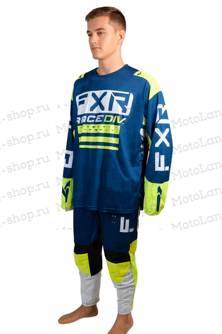 Джерси/футболка для мотокросса FXR №3 (XL) blue/yellow/white