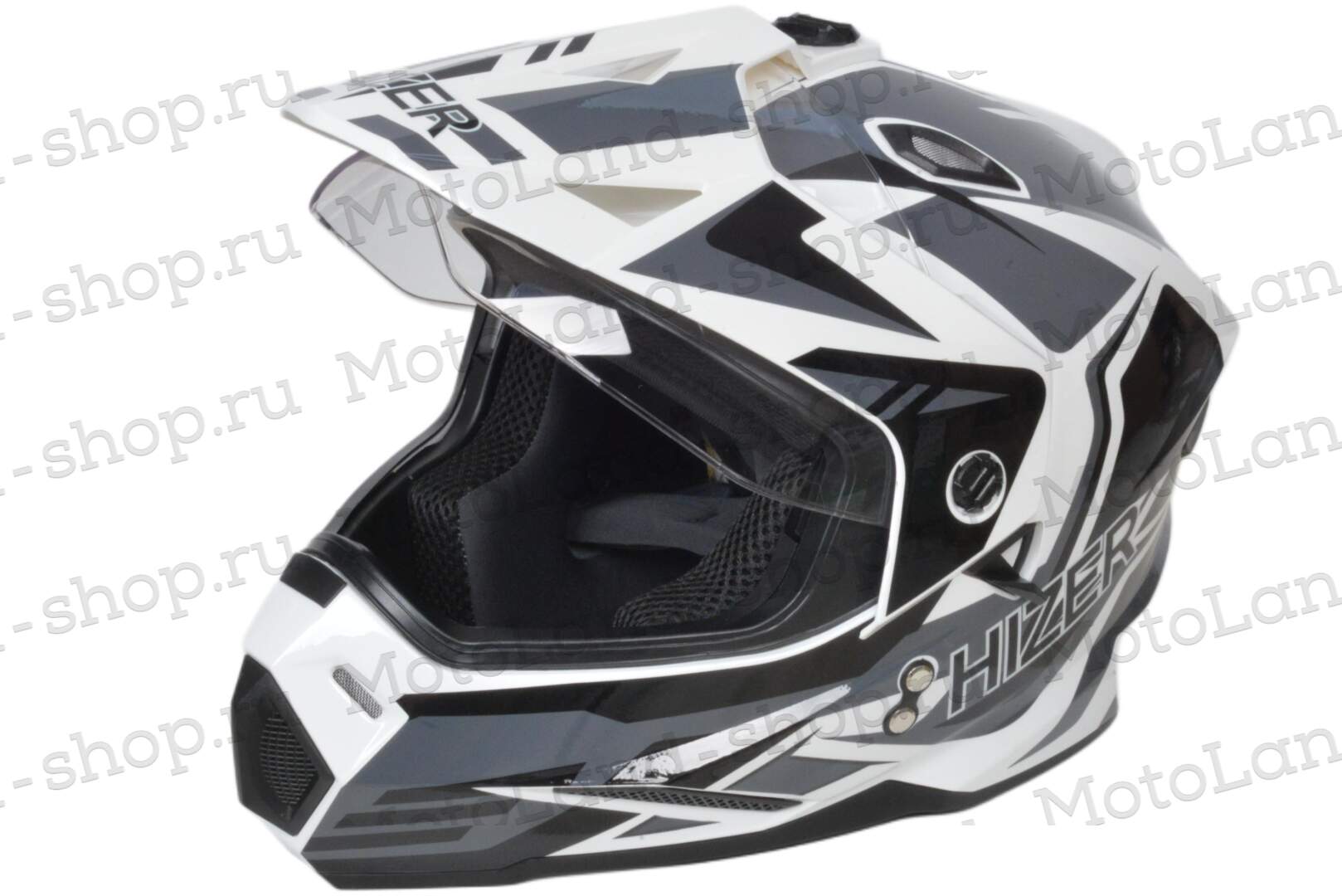 Шлем мото мотард HIZER J6802 №4 (XL) white/gray (2 визора)