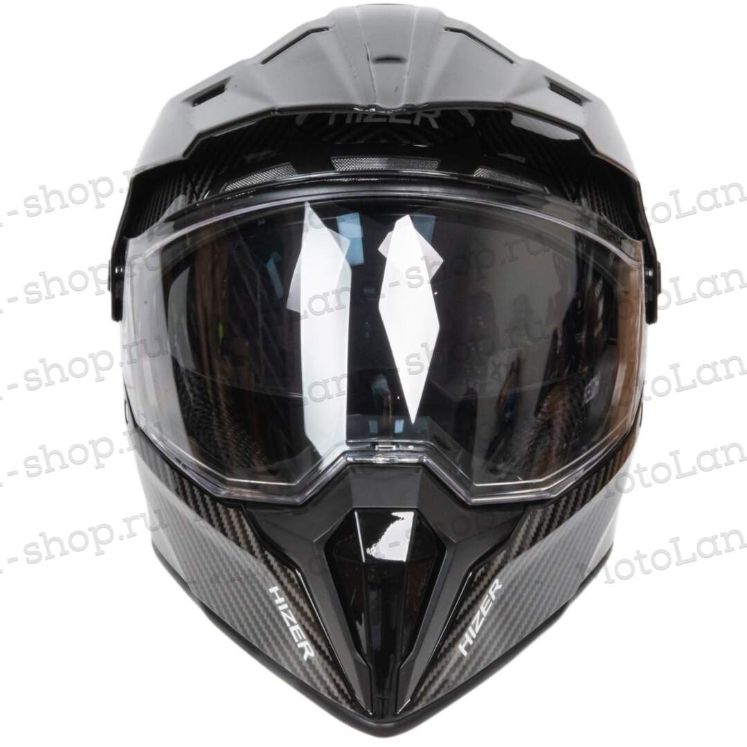 Шлем мото мотард HIZER J6808 №4 (XXL) carbon (2 визора)