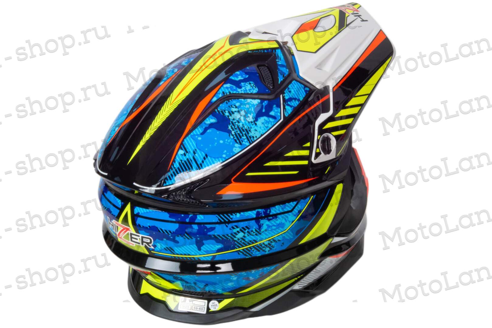 Шлем мото кроссовый HIZER J6803 №4 (XL) BLACK/BLUE