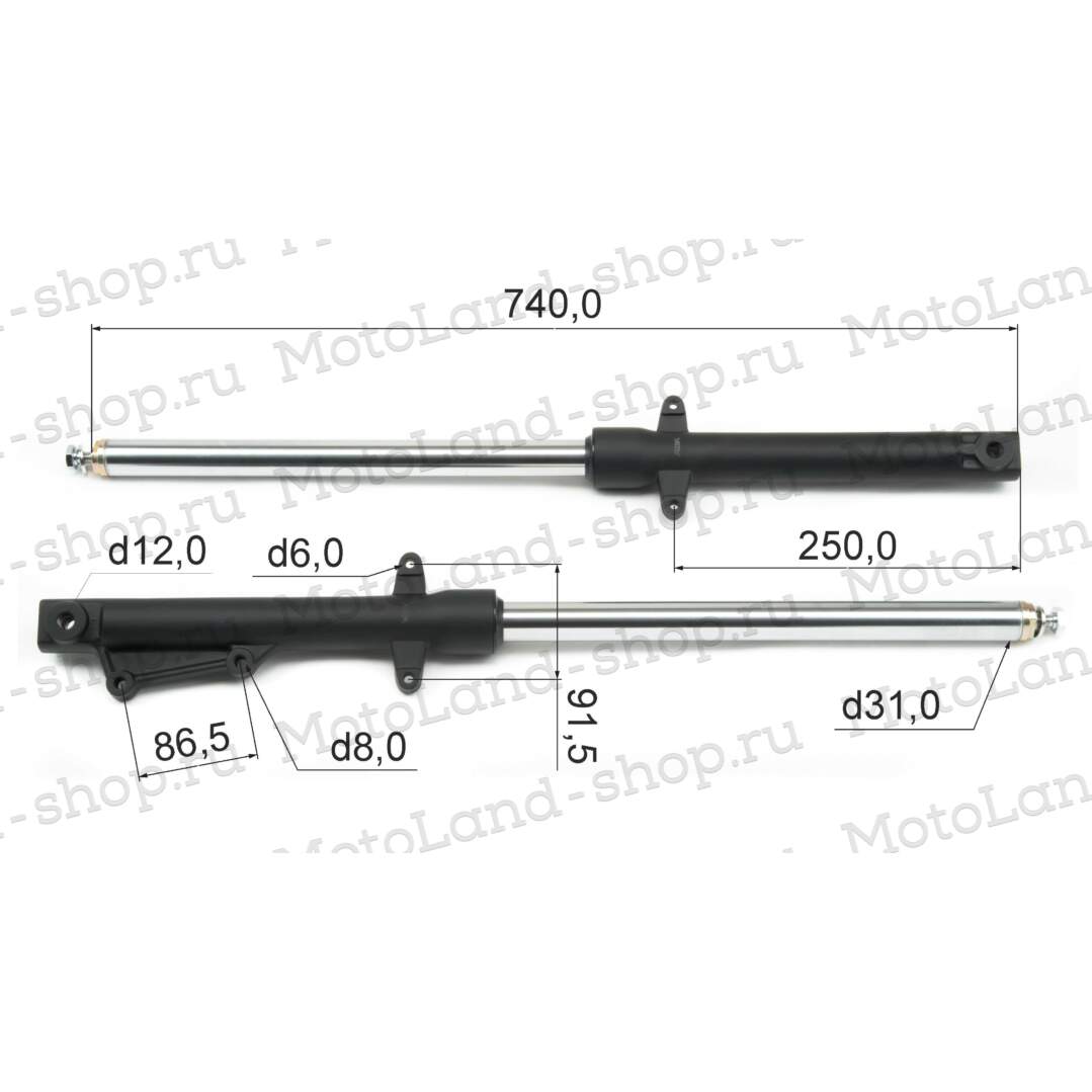 Амортизатор L=740 передний (перья, компл.) Flash 200
