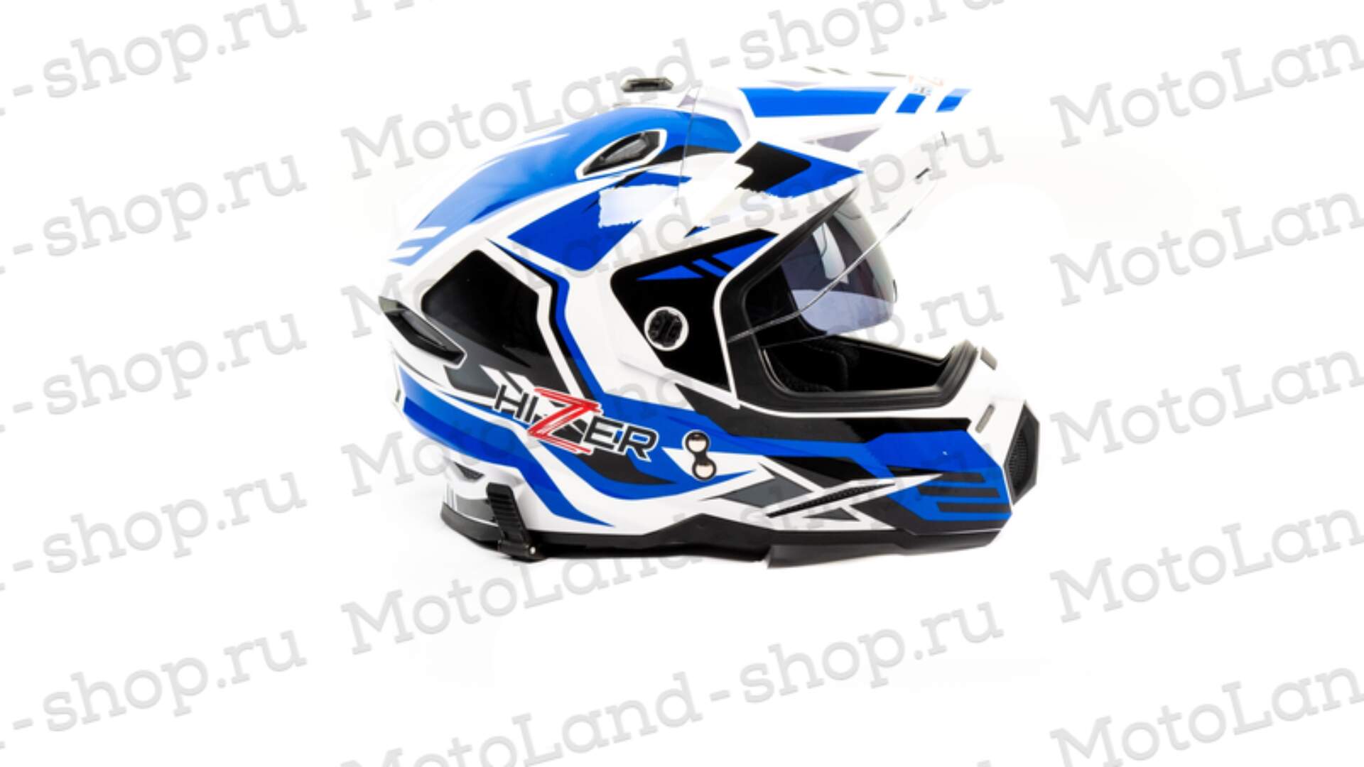 Шлем мото мотард HIZER J6802 №6 (M) white/blue (2 визора)