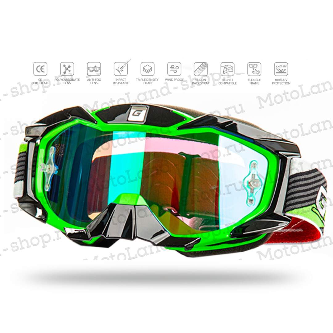 Очки Мотокросс GTX 5015 салатовые