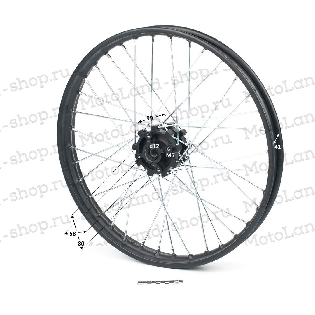 Обод передний 21" TTR250 кросс (1,60-R21, d=12mm, 4х80х58)