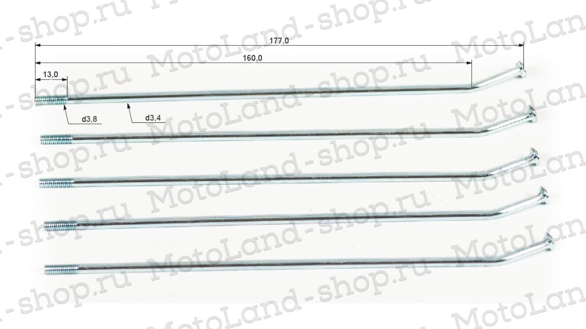 Спицы + ниппель 16" (компл.=32шт) 3,9х180 