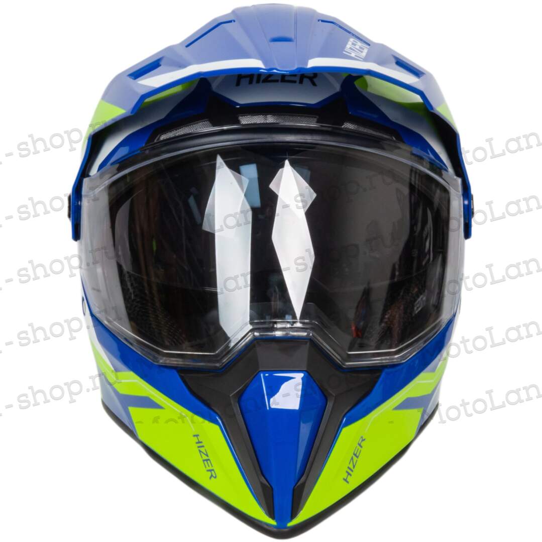 Шлем мото мотард HIZER J6808 №2 (S) yellow/blue