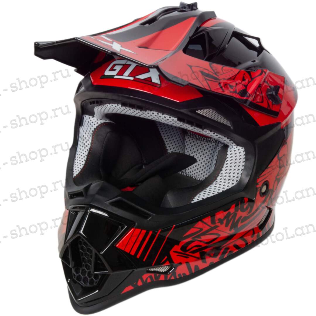 Шлем мото кроссовый GTX 632S №2 (L) BLACK / RED детский (53-54)
