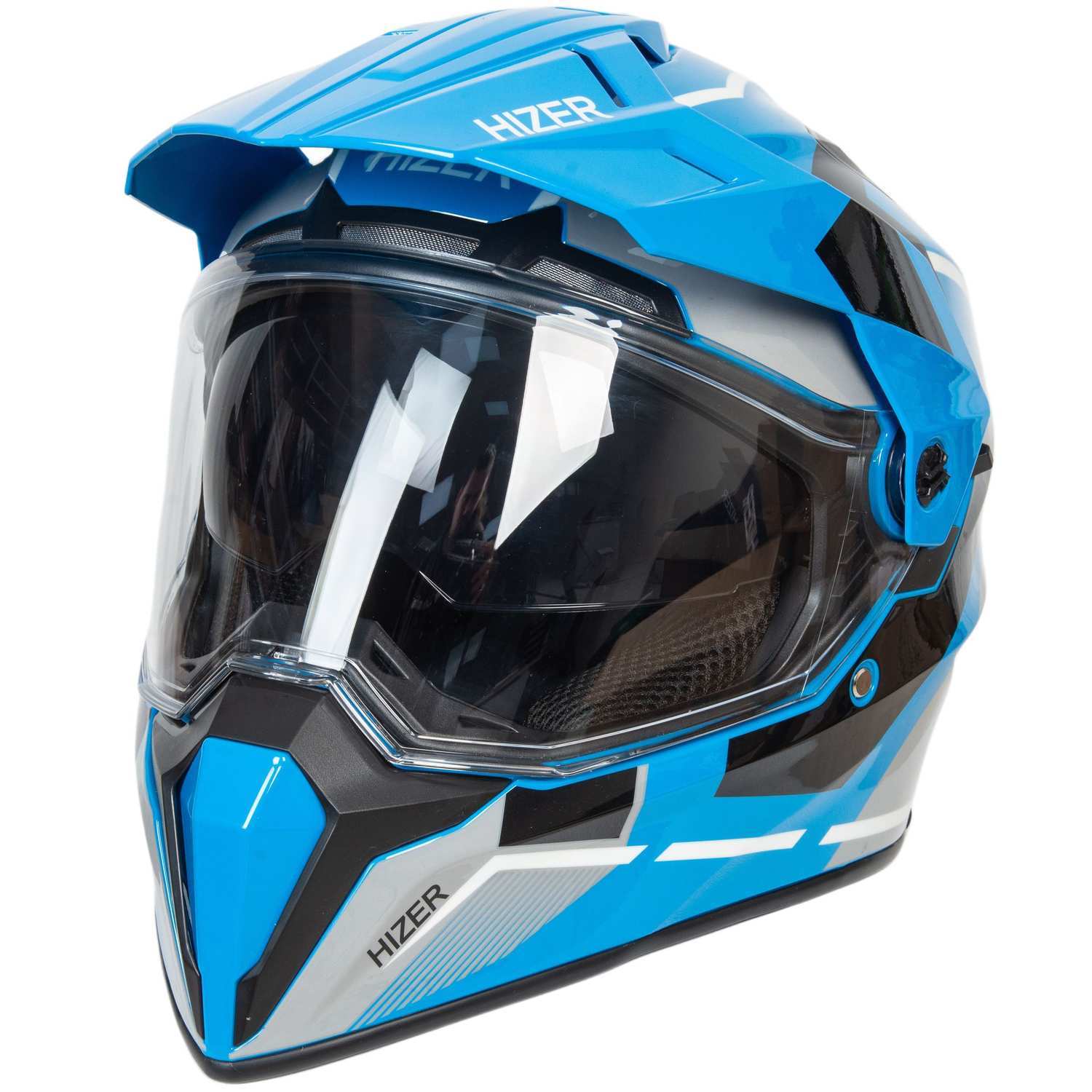 Шлем мото мотард HIZER J6808 №1 (S) blue (2 визора)