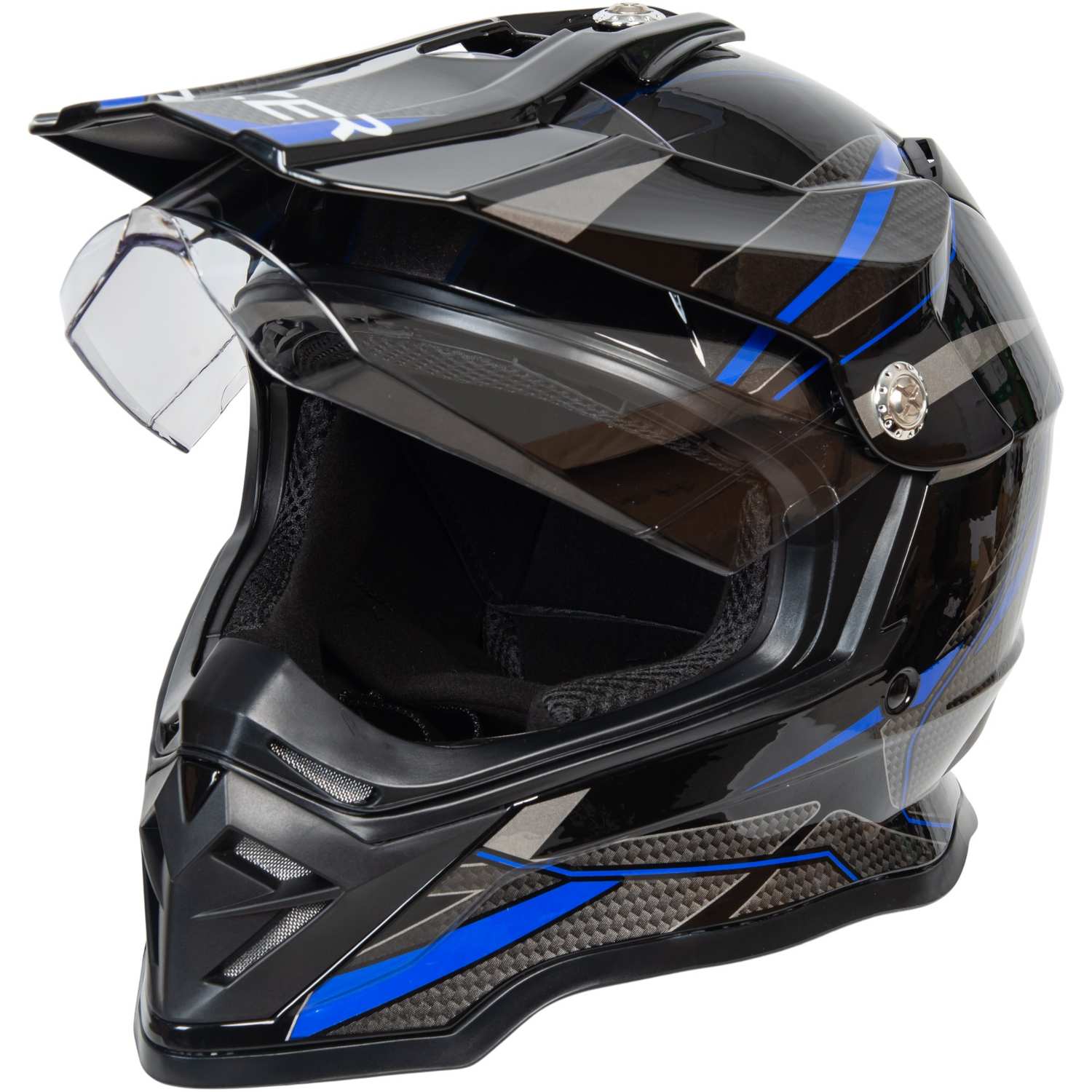 Шлем мото мотард HIZER B6197-1 №6 (L) black/blue