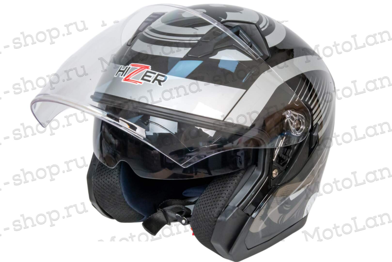 Шлем мото открытый HIZER J228 №2 (L)  black/gray