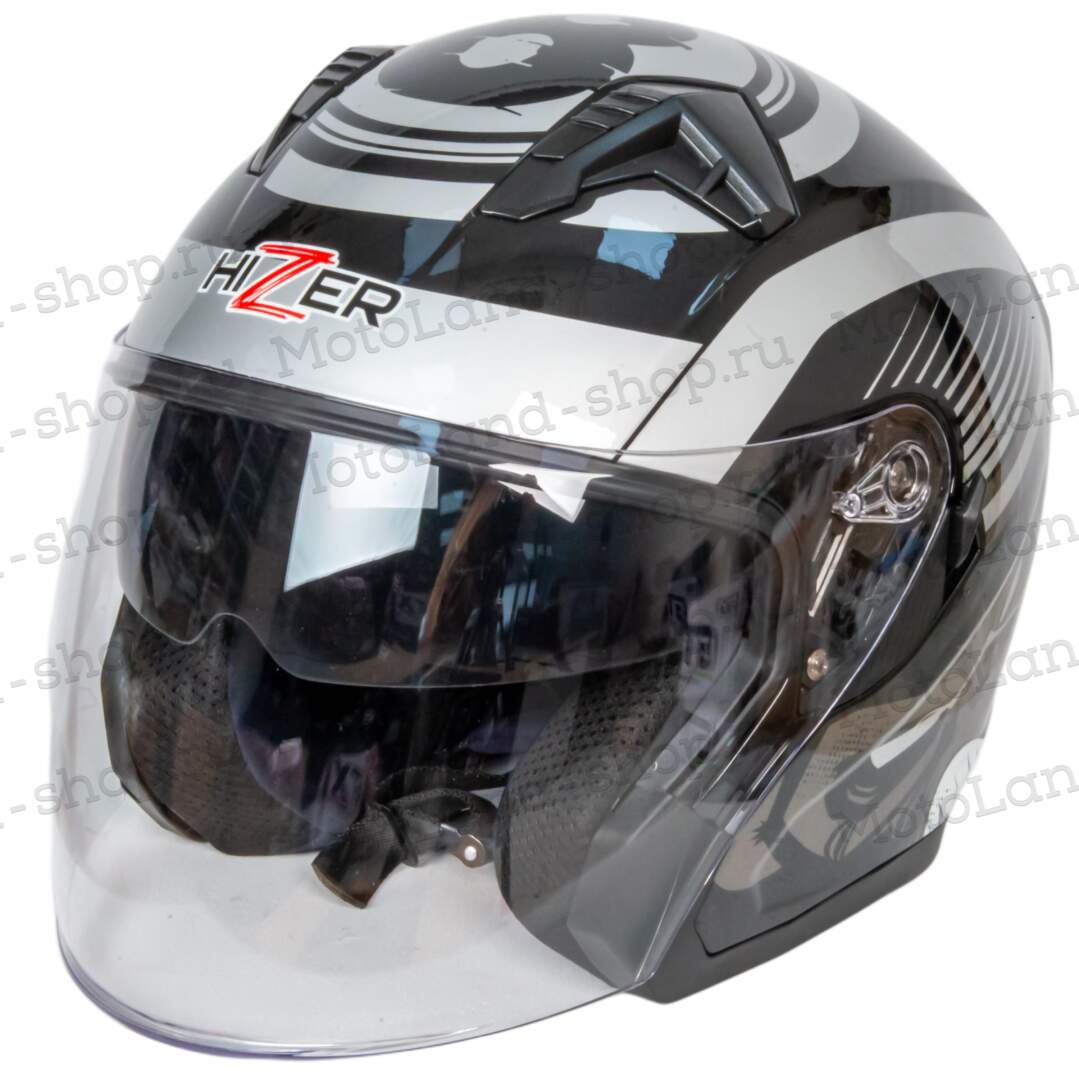 Шлем мото открытый HIZER J228 №2 (L)  black/gray
