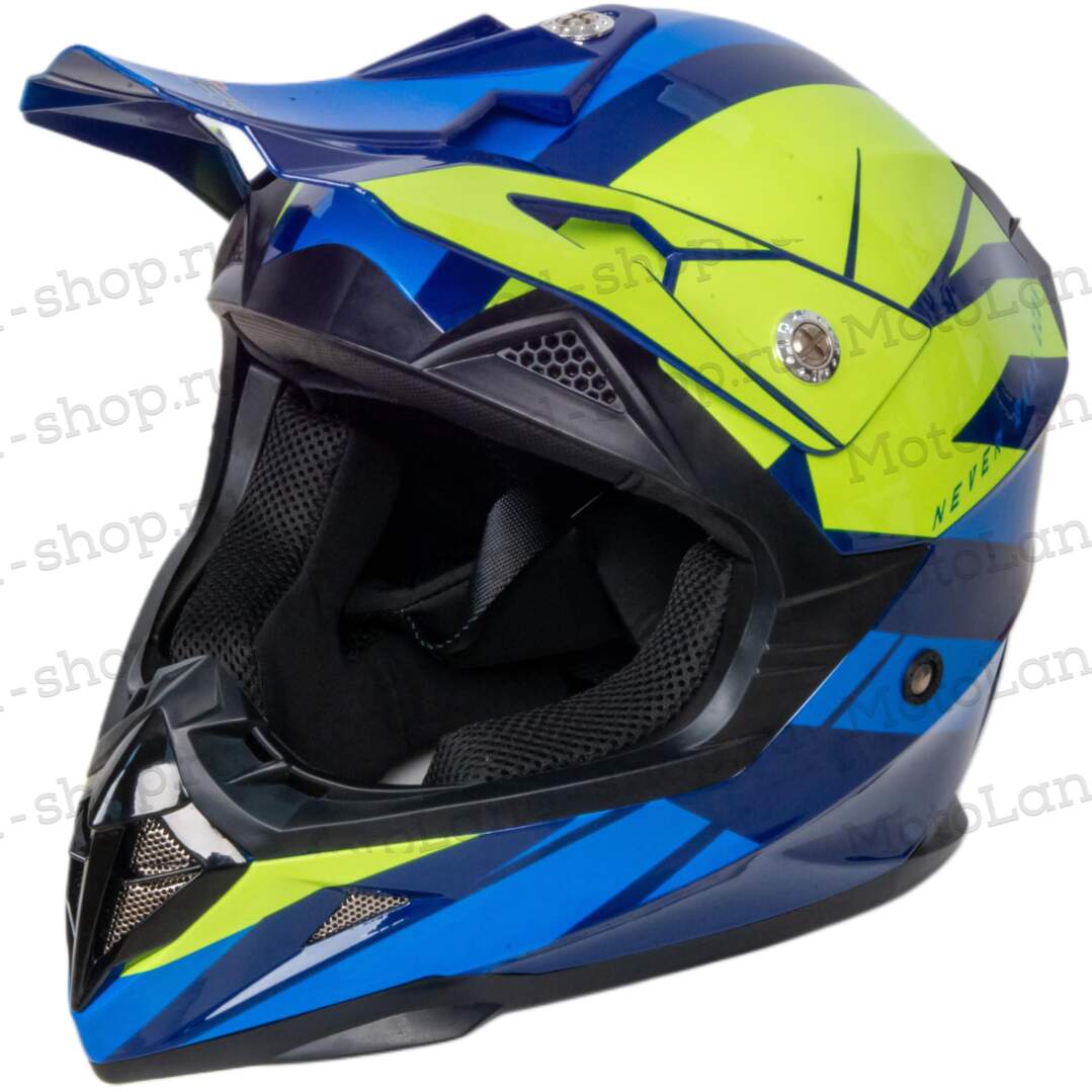 Шлем мото кроссовый HIZER 915 №6 (L) havy/neon/yellow/blue