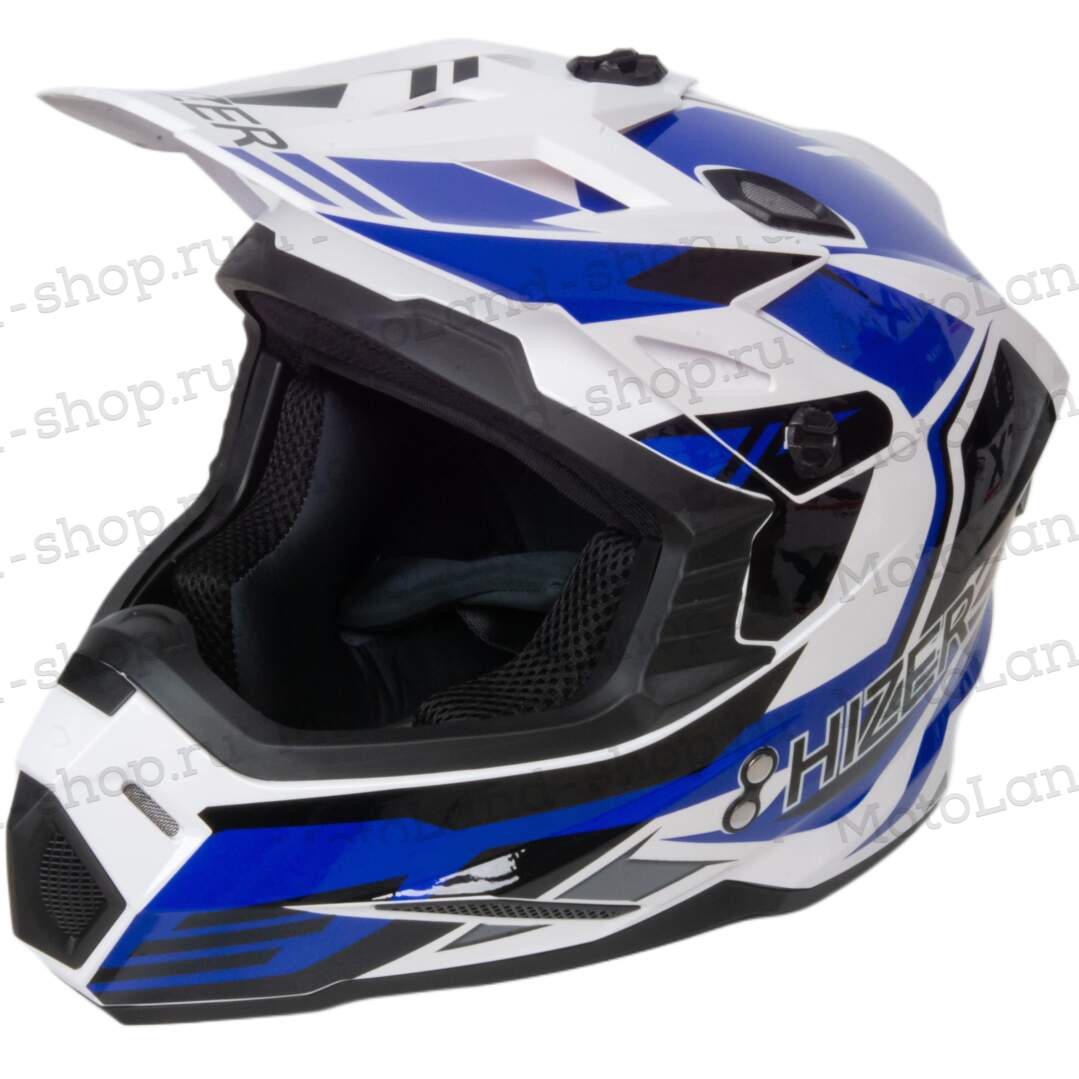 Шлем мото кроссовый HIZER J6801 №6 (XL) white/blue