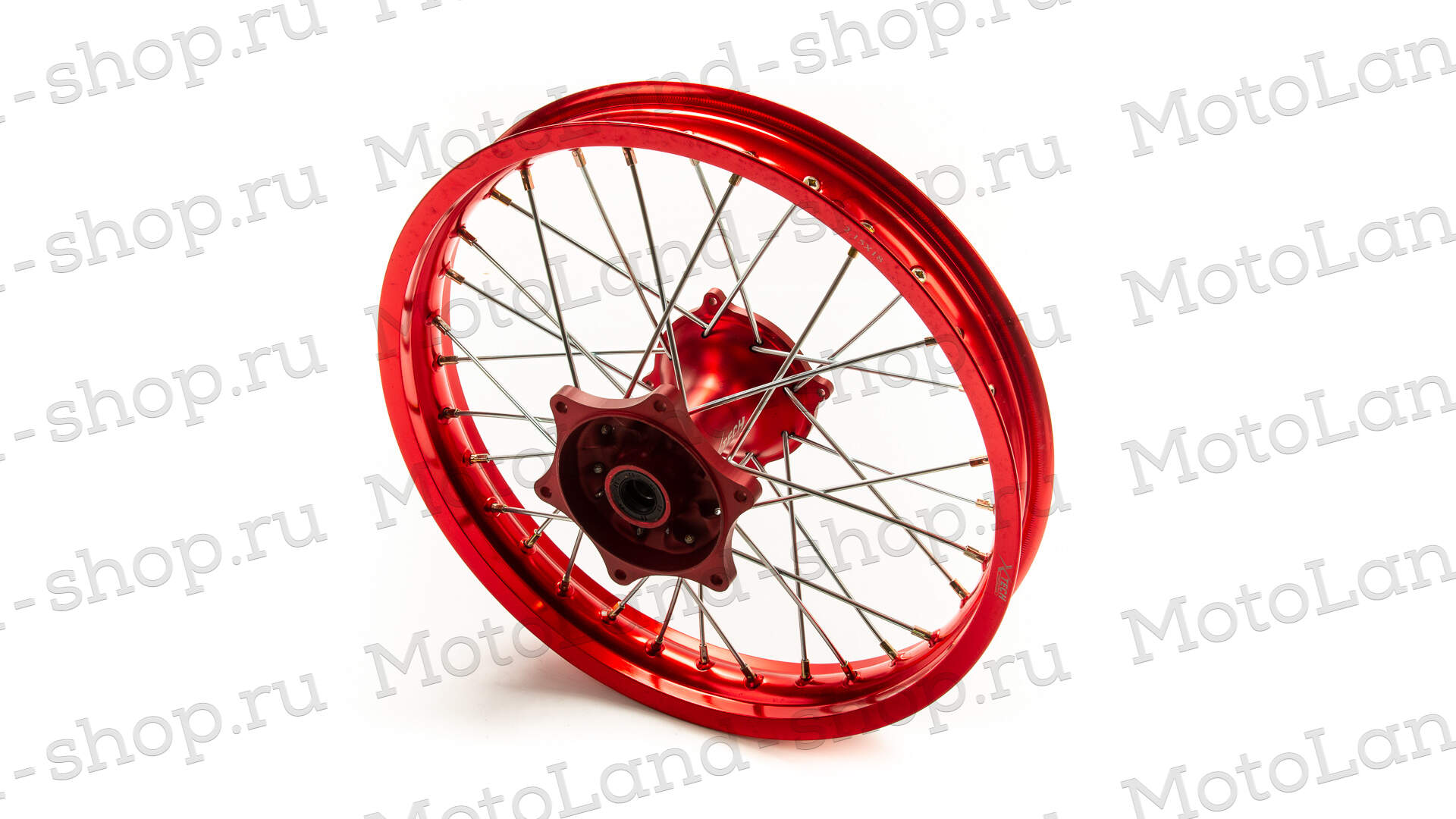 Обод задний 18" (2,15-R18 d=17mm) CNC ступица, алюминий/красный X-TECH 6х153х125(звз),4х140х121(дск)