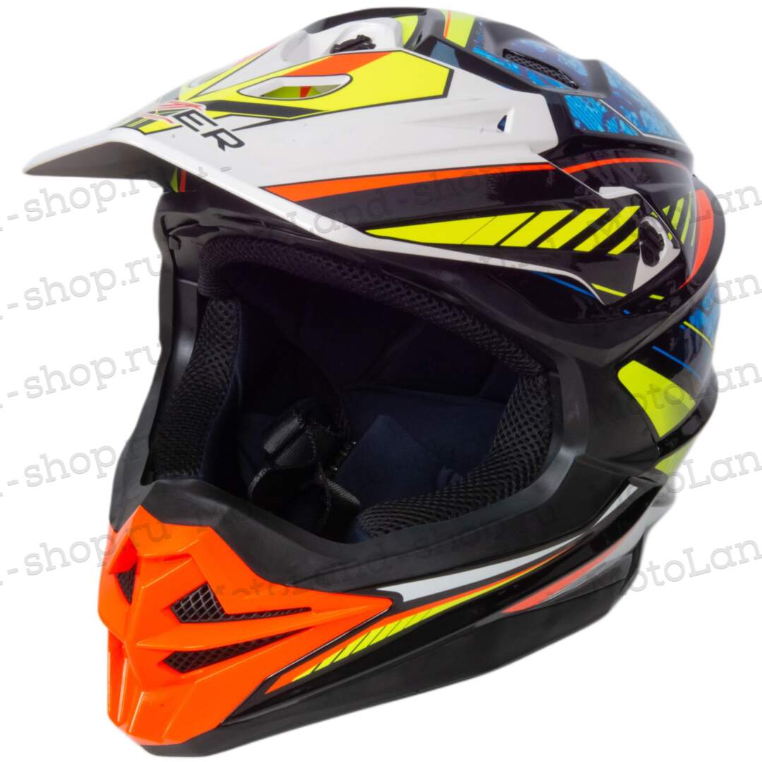 Шлем мото кроссовый HIZER J6803 №4 (L) BLACK/BLUE