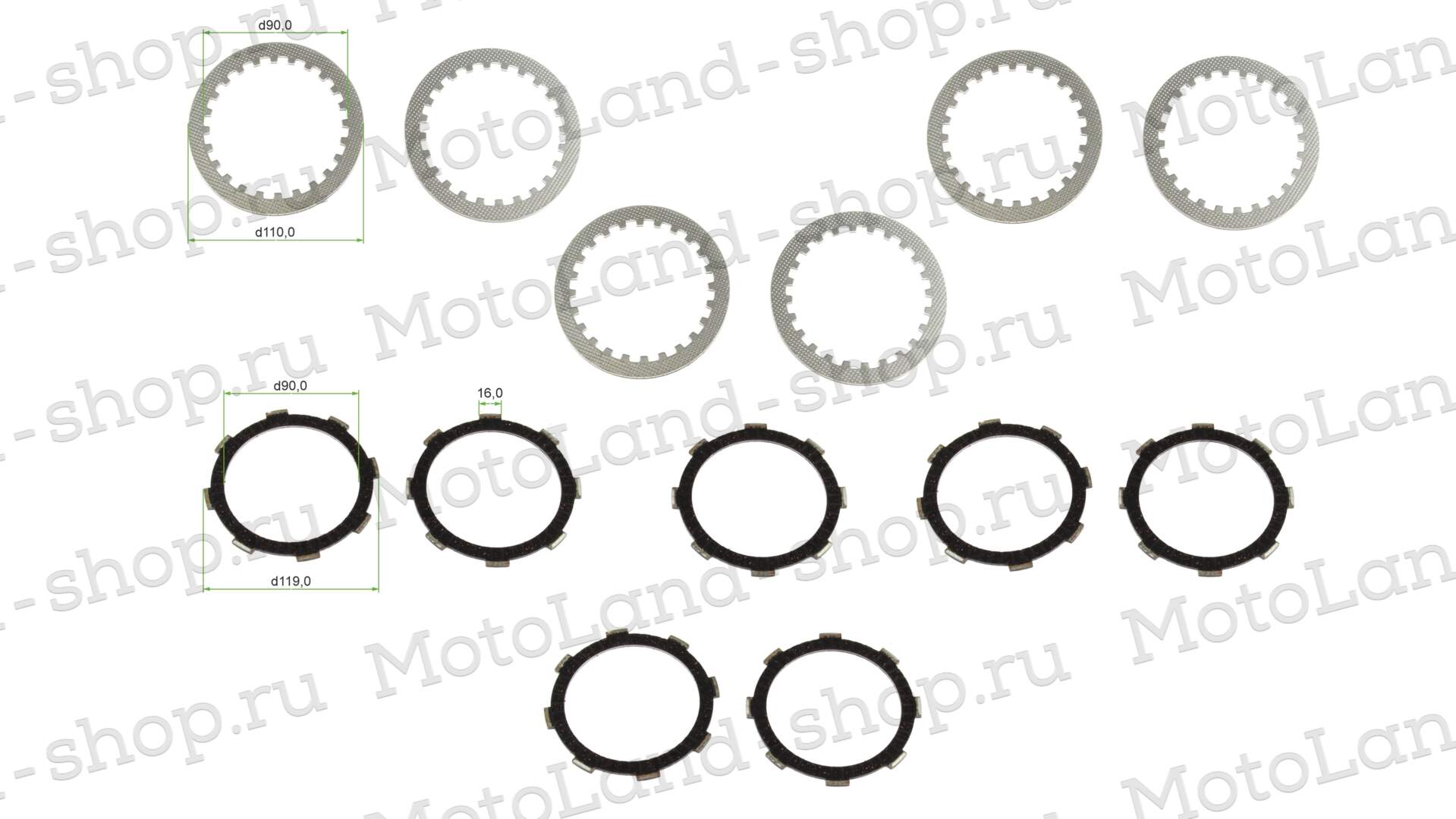 Диски сцепления 174MN-3 (CBS300) (комплект) ZS