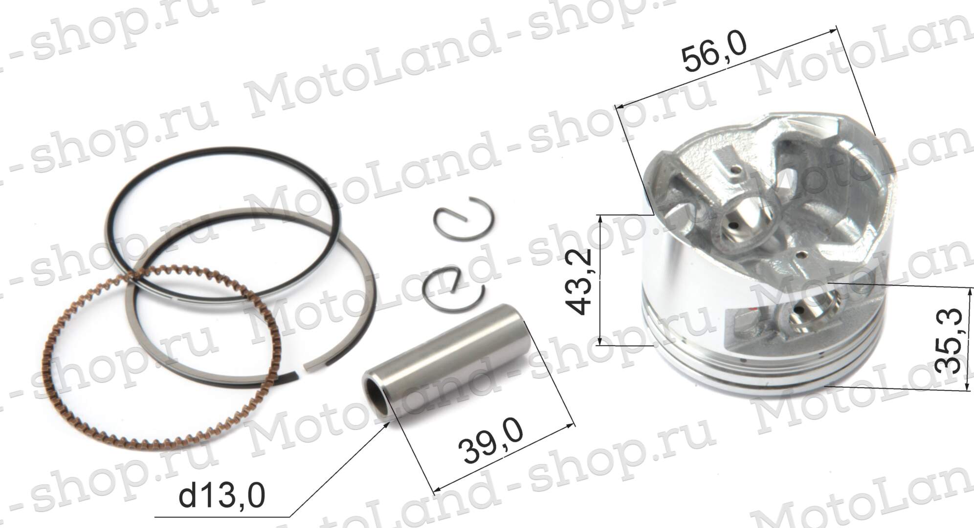 Поршень в сборе 156FMJ YX140 (W063) 140см3 D= 56 X-TECH