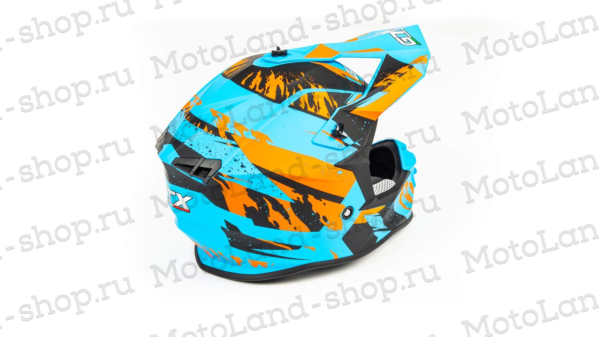 Шлем мото кроссовый GTX 633 №2 (M) BLUE/ORANGE BLACK