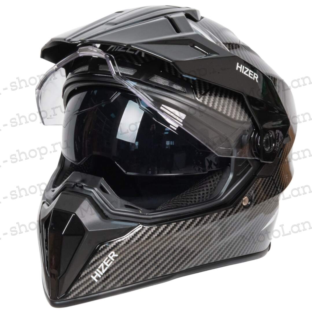 Шлем мото мотард HIZER J6808 №4 (L) carbon (2 визора)