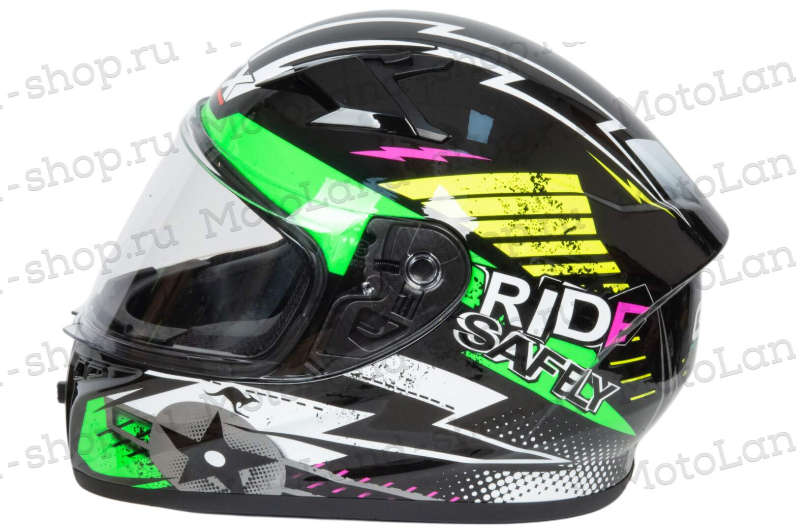 Шлем мото интеграл GTX 578S №1 (M) BLACK / FLUO GREEN YELLOW подростковый