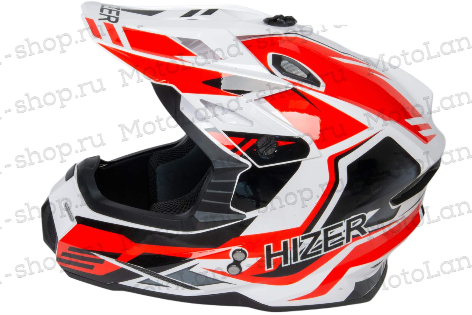 Шлем мото кроссовый HIZER J6801 №5 (M) white/red