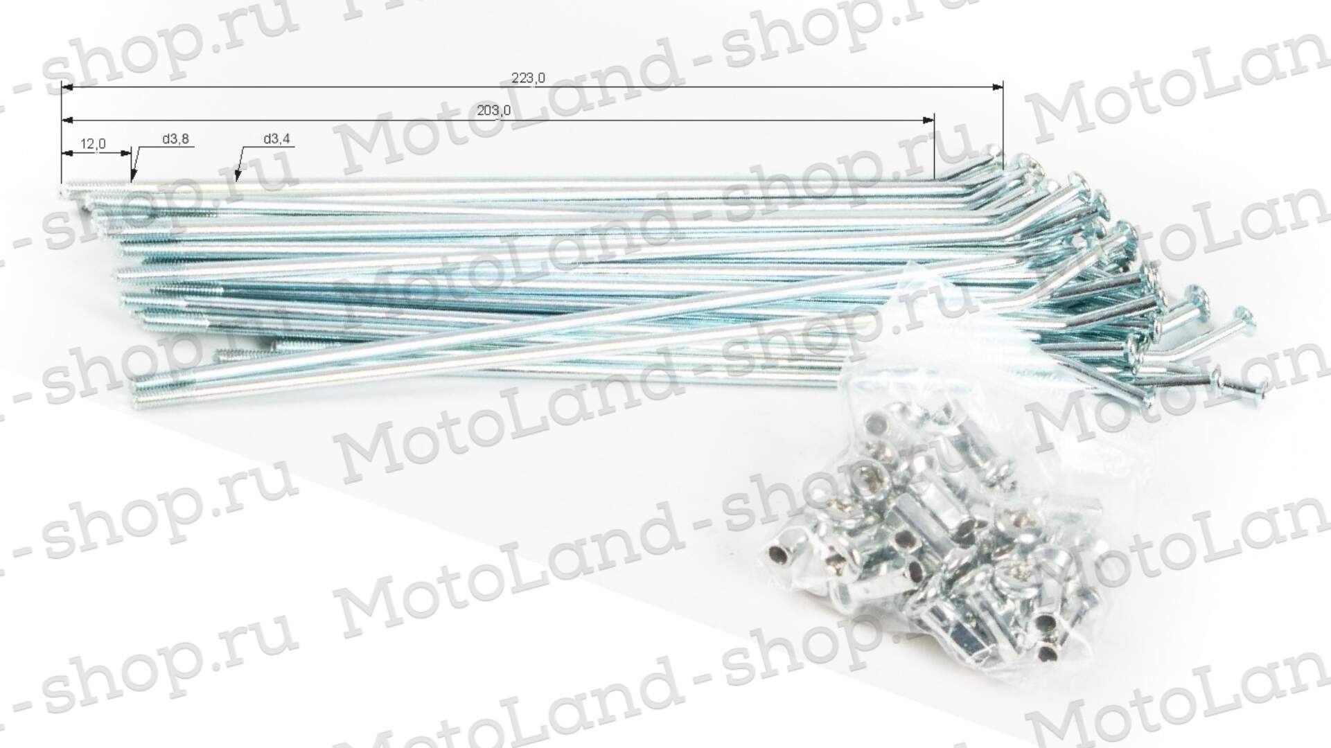 Спицы + ниппель 18" (224 мм, компл=32шт) TTR250