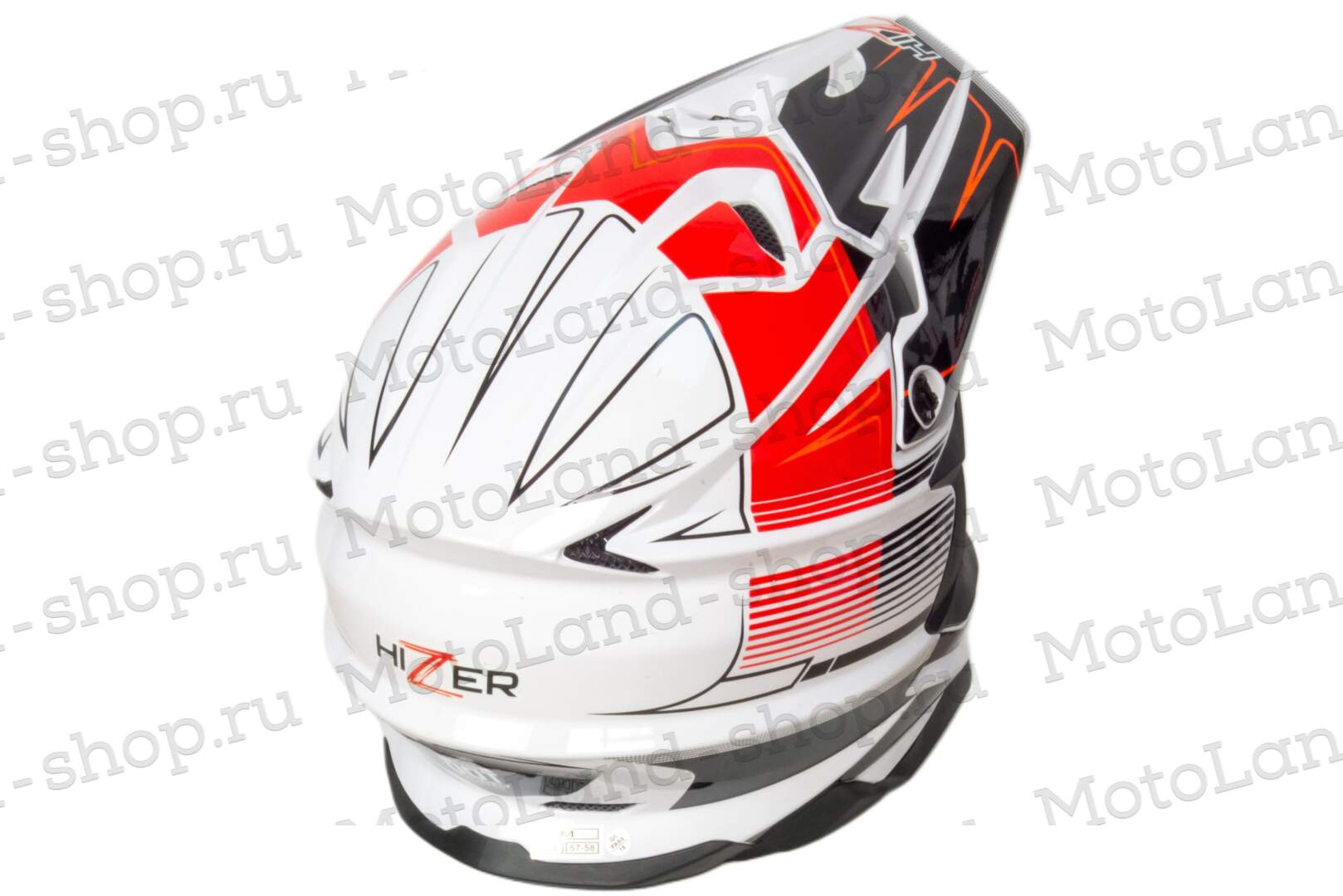 Шлем мото кроссовый HIZER J6803 №1 (S) WHITE/ORANGE