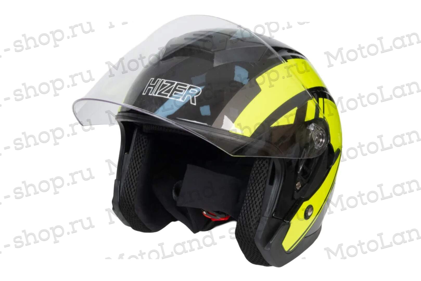 Шлем мото открытый HIZER J222 №2 (M) black/yellow (2 визора)
