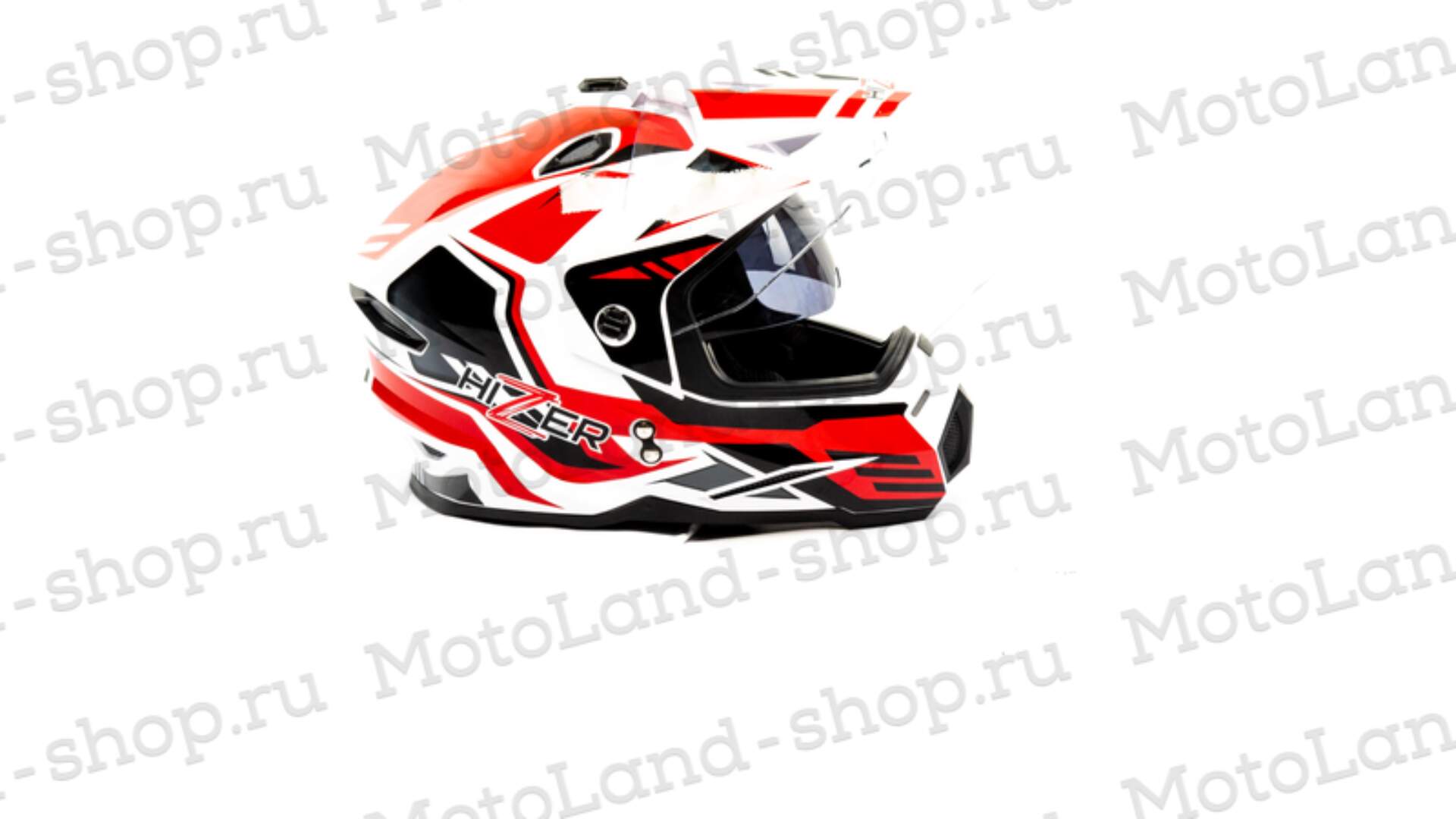 Шлем мото мотард HIZER J6802 №5 (M) white/red (2 визора)