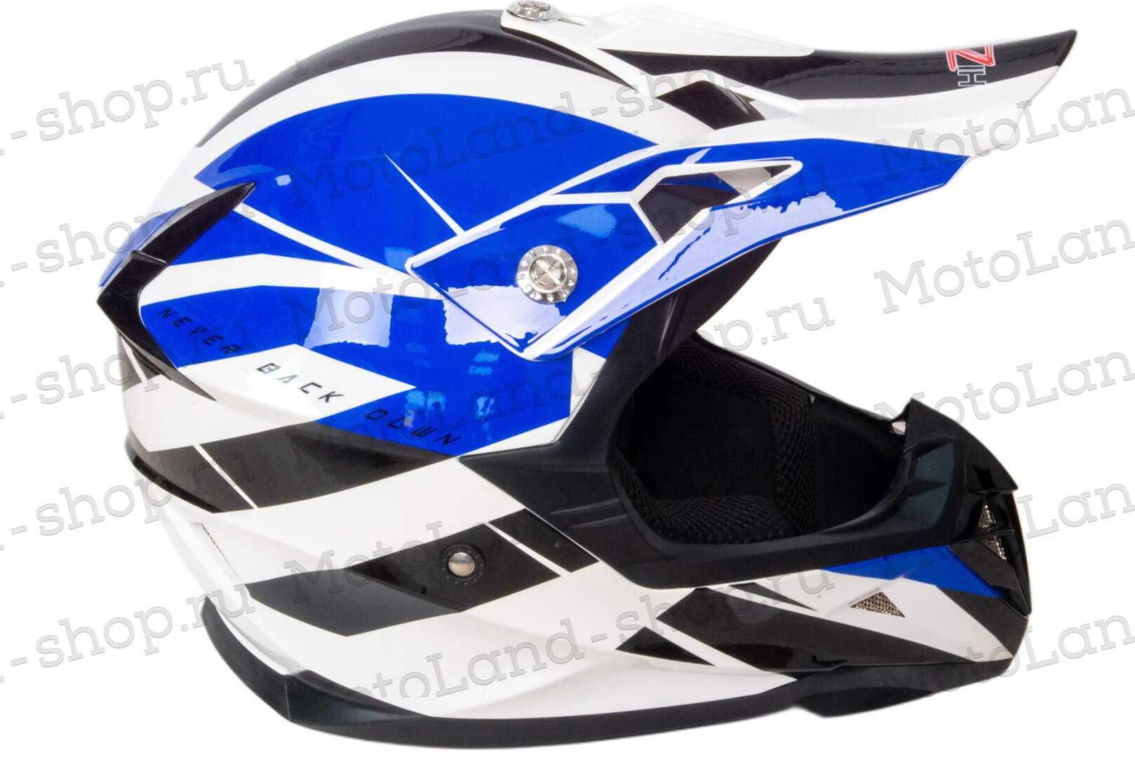 Шлем мото кроссовый HIZER 915 №8 (L) white/blue/black