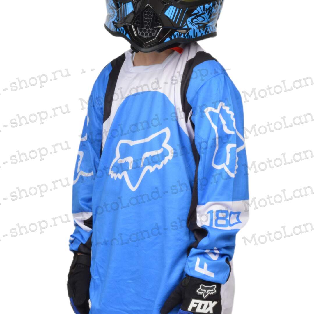 Джерси/футболка для мотокросса (детская) FOX №3 / Blue/White (рост 130-140 см)