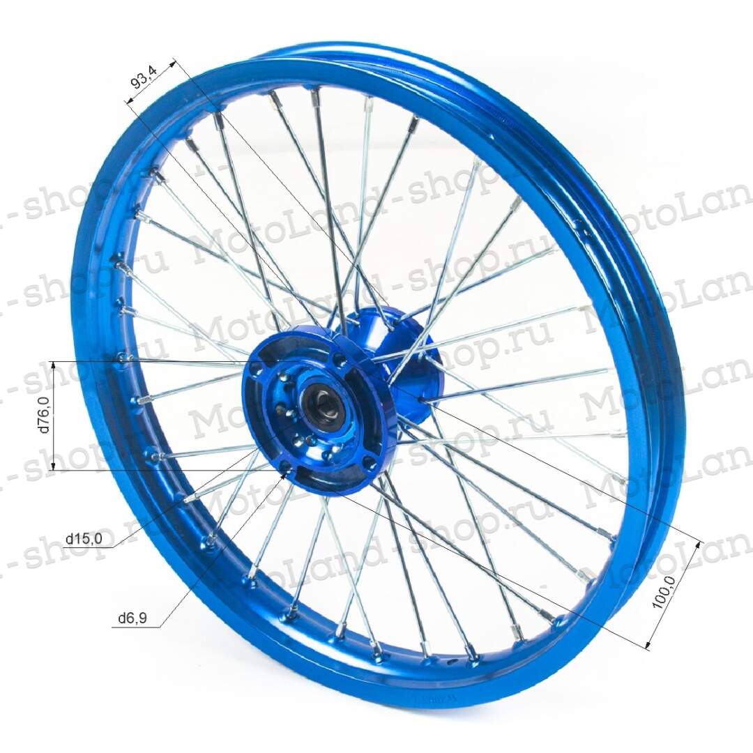 Обод передний 17" (1,60-R17 d=15mm) CNC ступица, алюминий/синий X-TECH