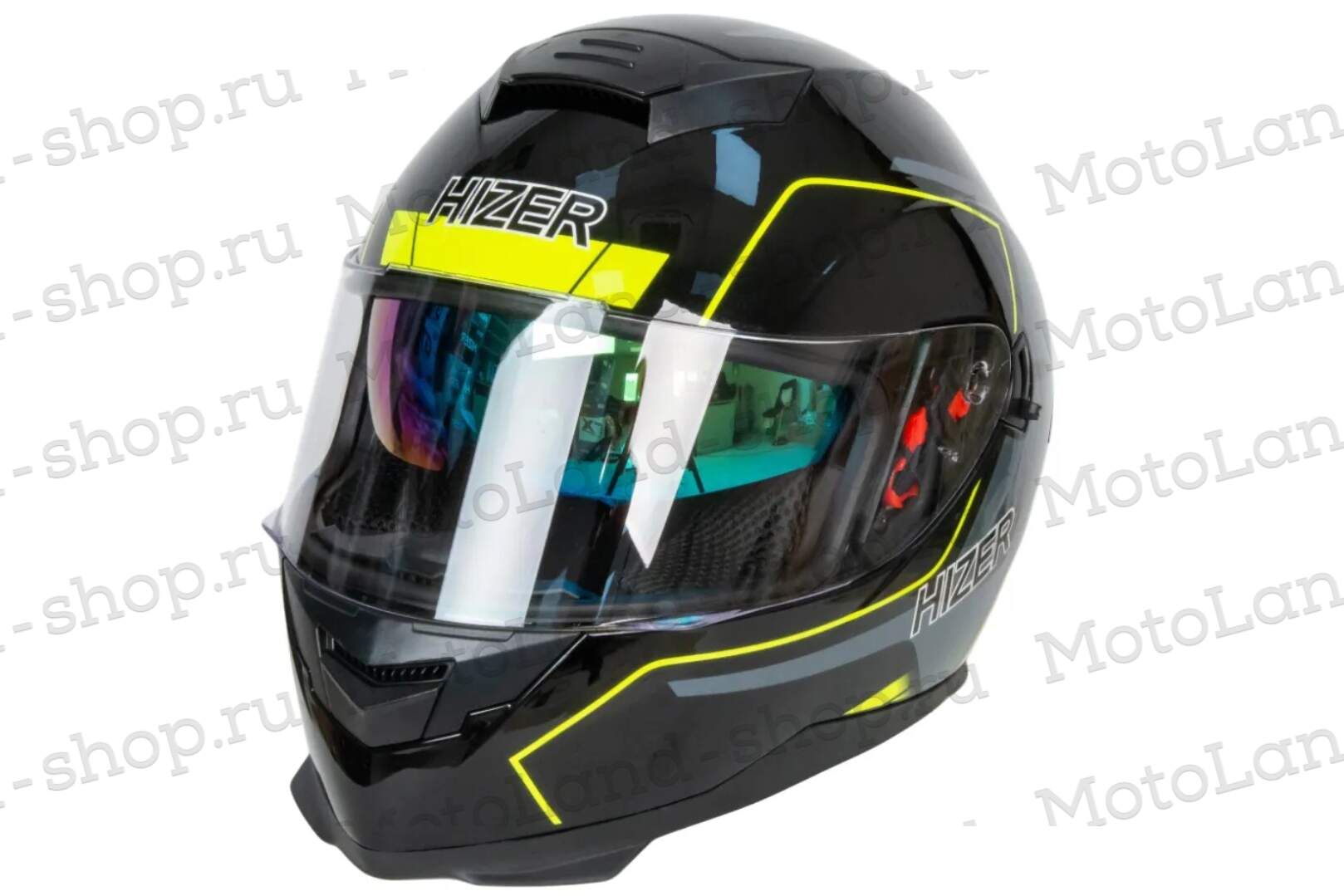 Шлем мото интеграл HIZER J5318 №1 (L)  black/yellow (2 визора)