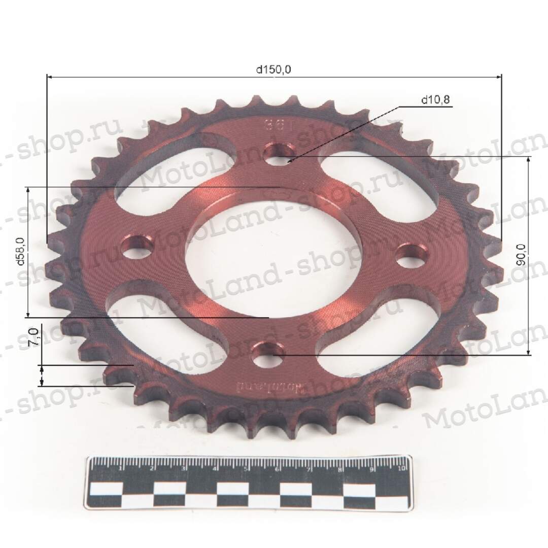 Венец, звезда ведомая (428-36) CG/CB 4х90х58 красная