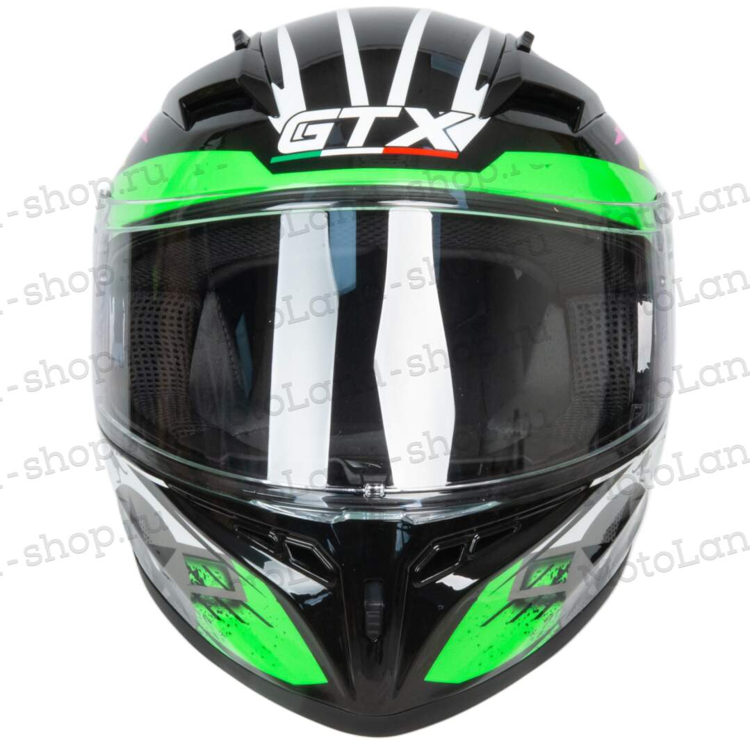 Шлем мото интеграл GTX 578S №1 (M) BLACK / FLUO GREEN YELLOW подростковый
