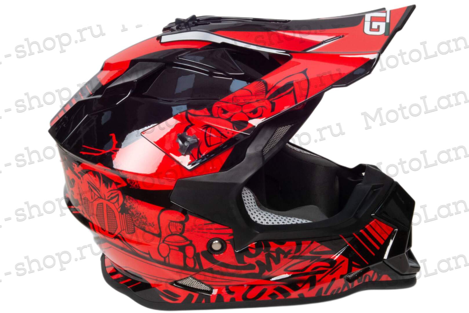 Шлем мото кроссовый GTX 632S №2 (M) BLACK / RED детский (51-52)