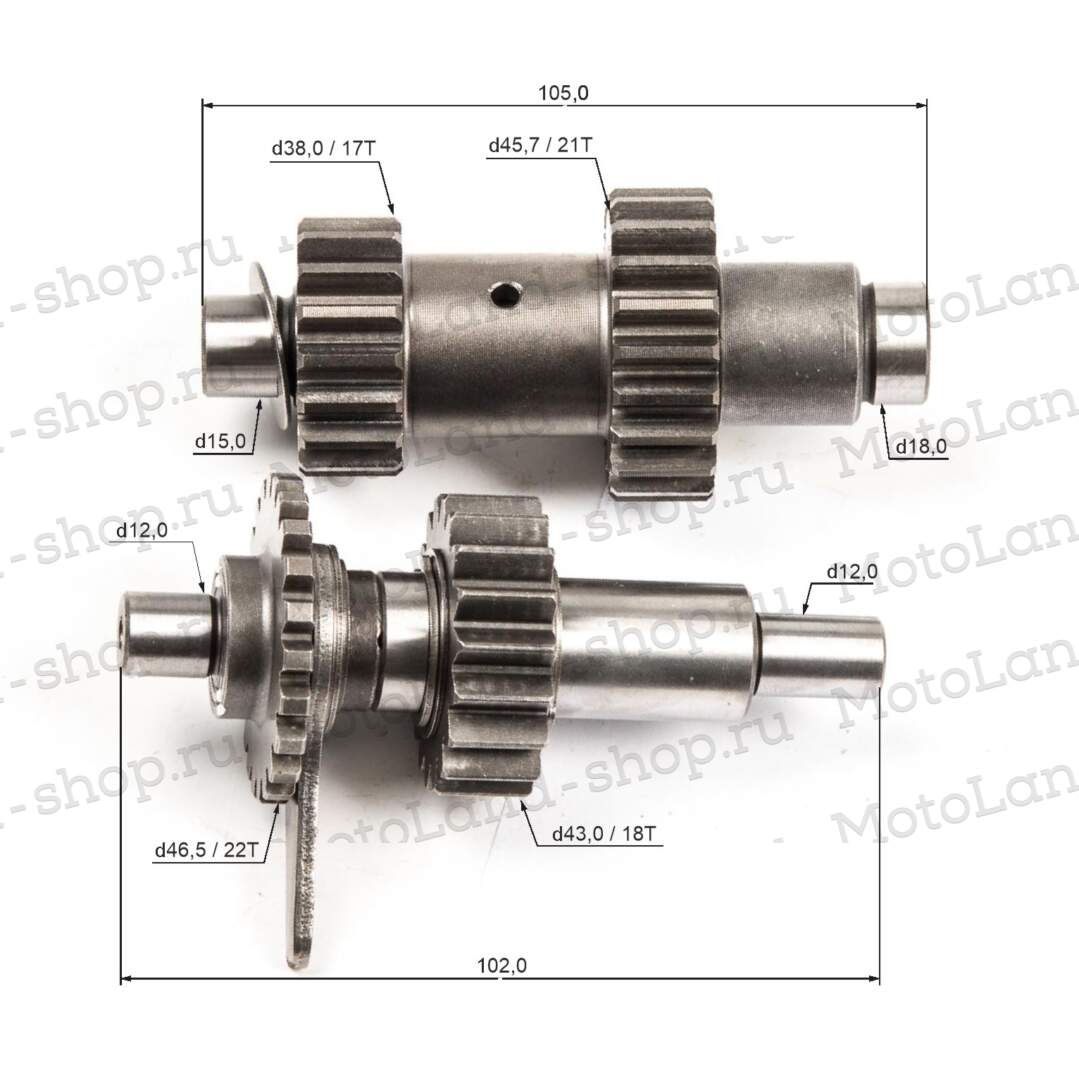 КПП (валы с шестернями реверса) 169MM (CB250-A) water, 2V, ZS