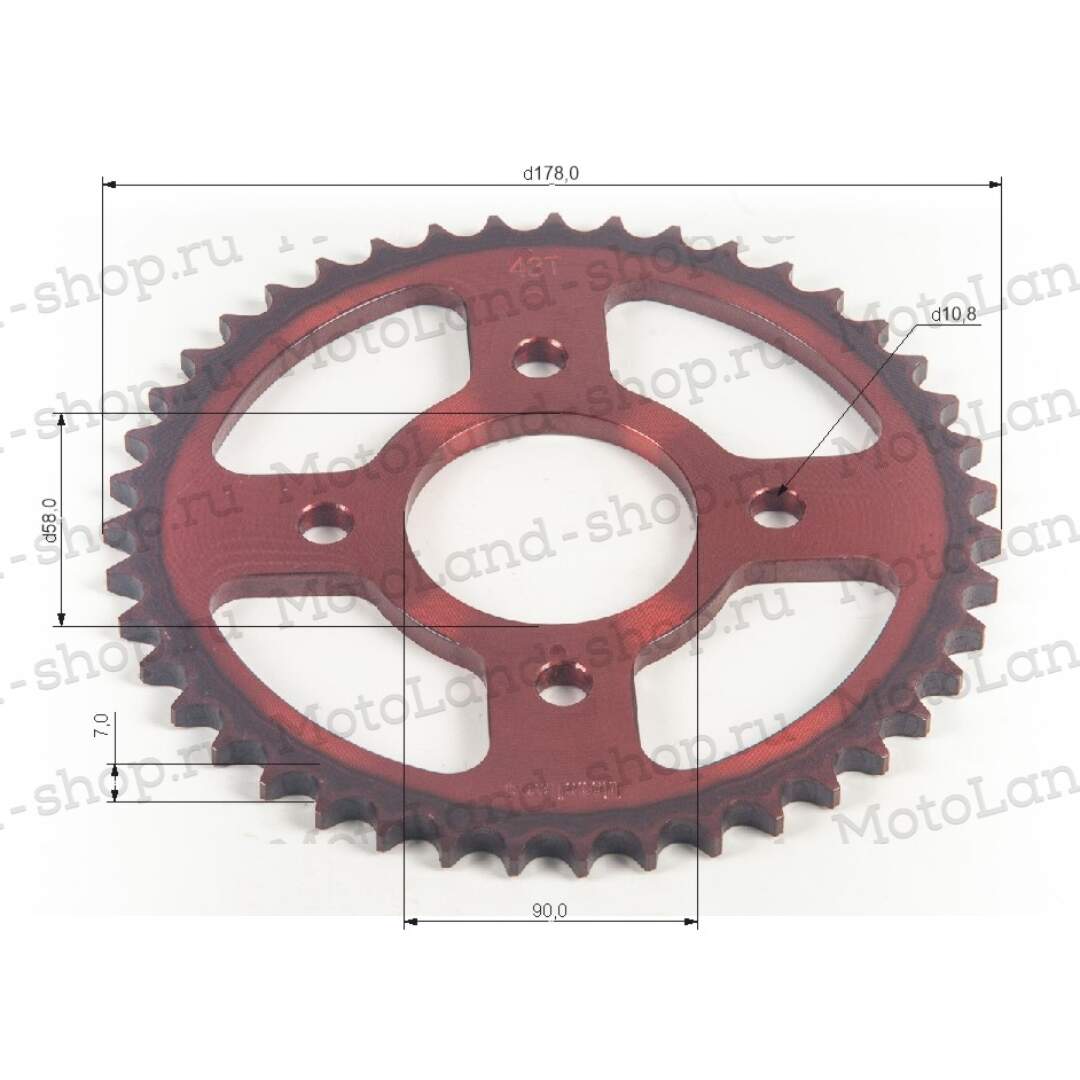 Венец, звезда ведомая (428-43) CG/CB 4х90х58 красная