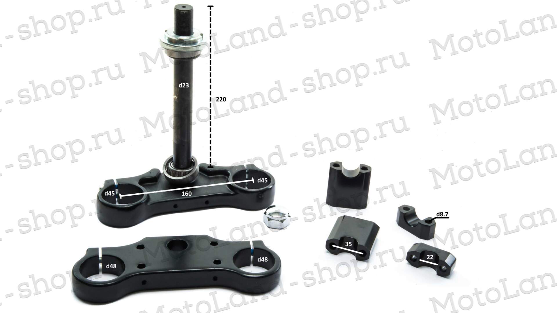 Траверса в сборе №1 алюминий 45/48 (160mm)