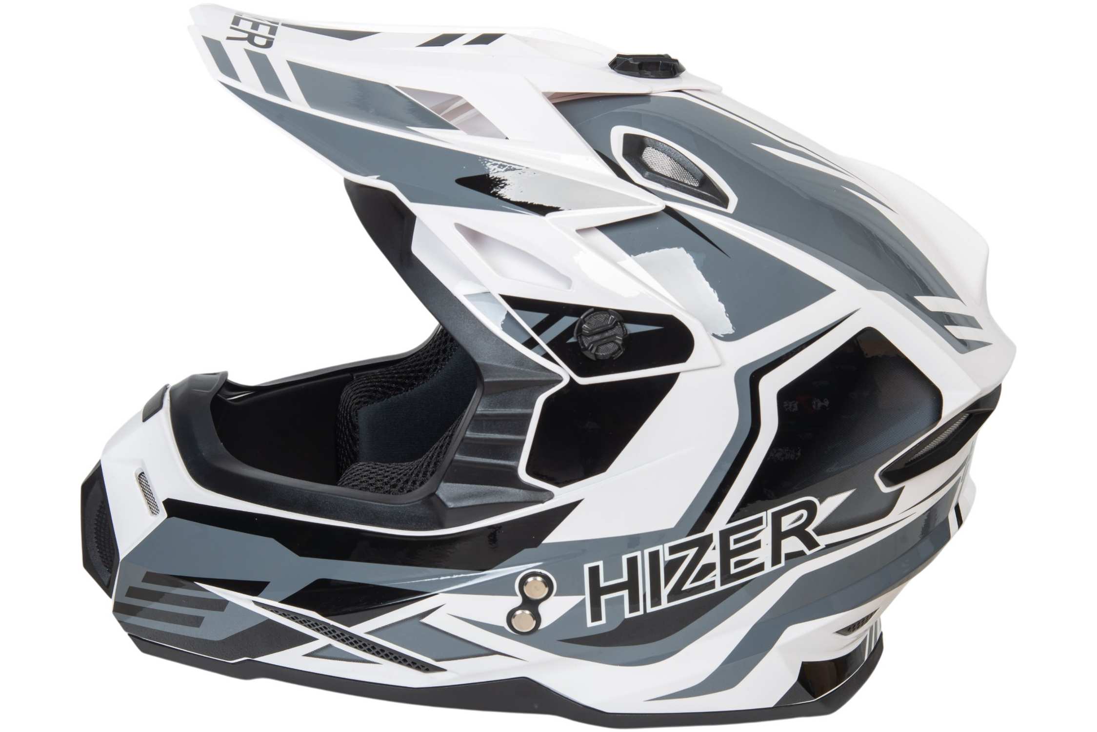 Шлем мото кроссовый HIZER J6801 №4 (XL) white/gray