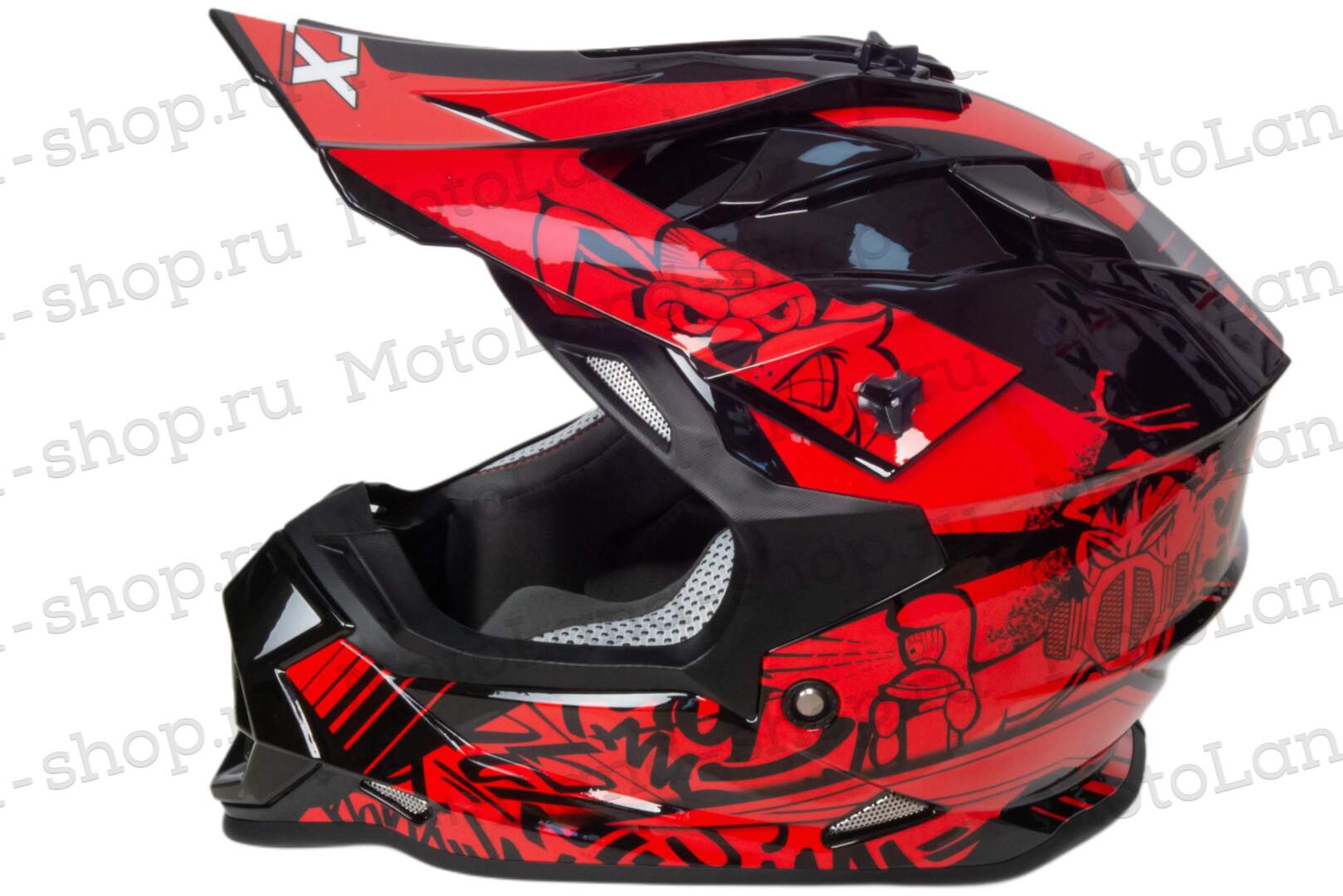 Шлем мото кроссовый GTX 632S №2 (S) BLACK / RED детский (49-50)