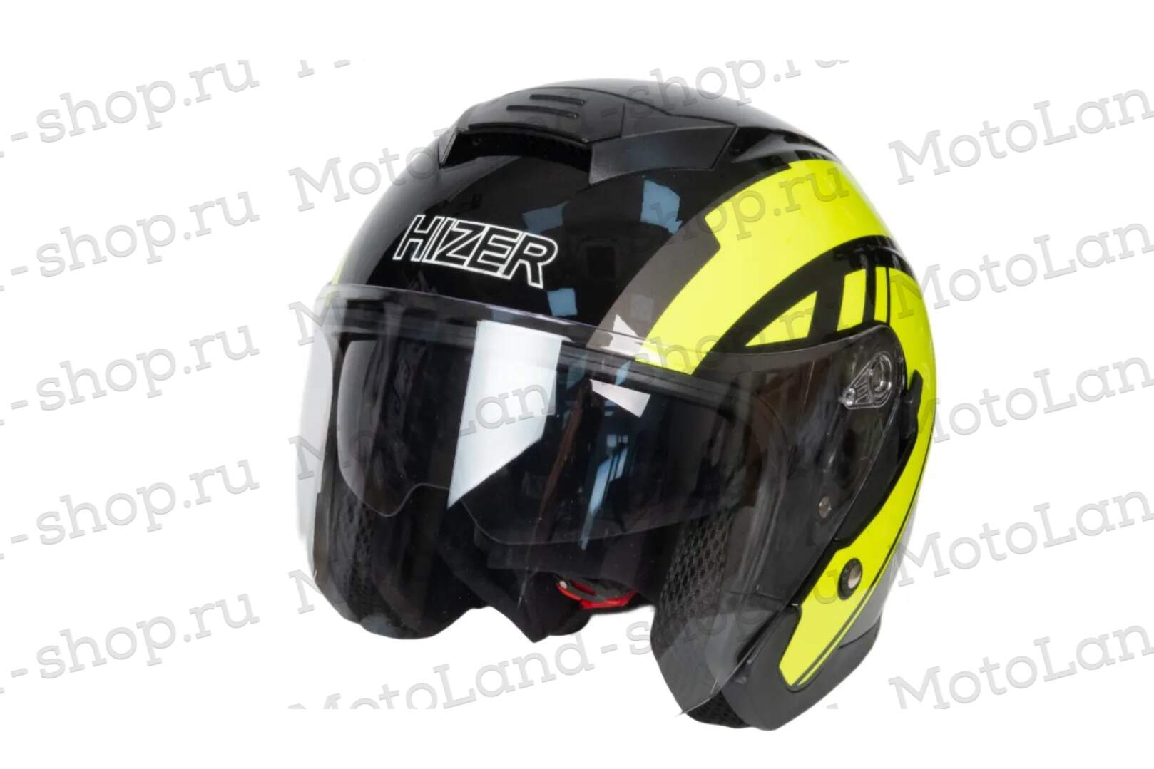 Шлем мото открытый HIZER J222 №2 (M) black/yellow (2 визора)
